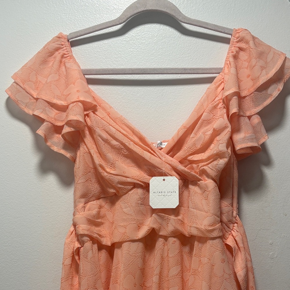 Altr’d State Coral Ruffle Romper